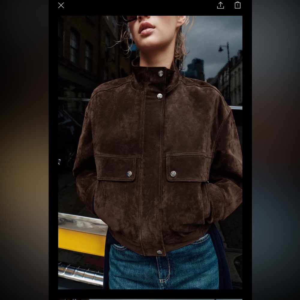 Brown Suede Jacket from Zara